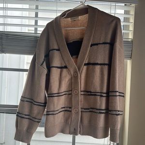 Beige and navy button down chunky cardigan